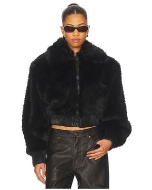 AFRM Adelaide Faux Fur Bomber Jacket - Black