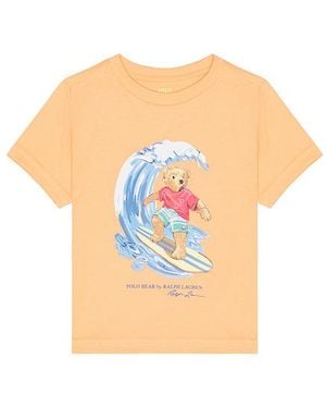 Polo Ralph Lauren Short Sleeve Jersey Knit Novelty Surf Bear Graphic T-Shirt - White