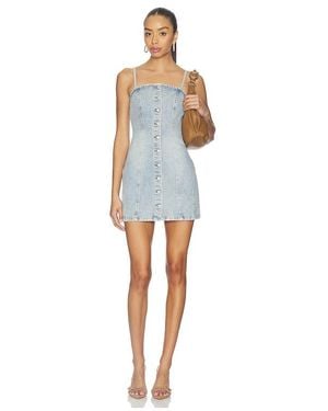 One Teaspoon Riviera Fitted Strappy Mini Denim Dress - Blue