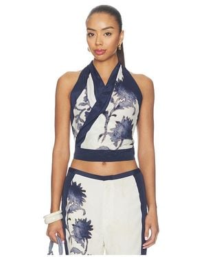 SIR. Phillipa Halter Scarf Top - Blue