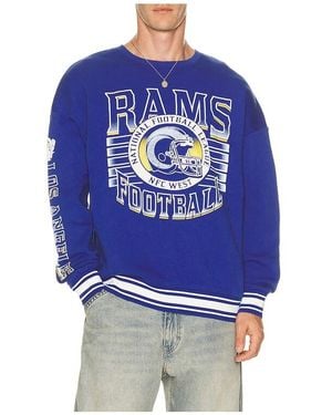 Junk Food Rams Striped Rib Crew Sweatshirt - Blue