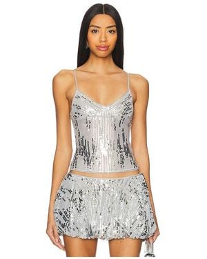 Jaded London Sequin Lace Cami Top - White