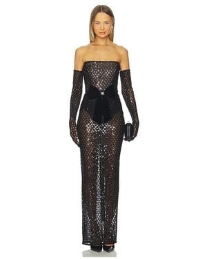 Bronx and Banco Farah Embellished Maxi Dress With Gloves - Black