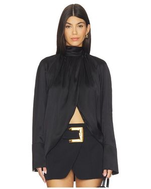 Balmain Draped Silk Blouse - Black