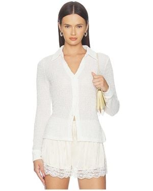 Sanctuary Juno Textured Button Front Top - White