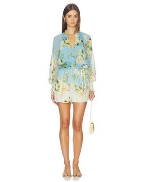Hemant & Nandita Romper With Tie Up Belt - Blue