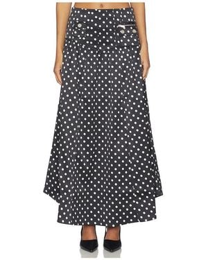 Ganni Printed Double Satin Corset Skirt - Black