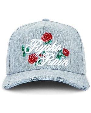 Ryoko Rain Denim Rose Strapback Hat - Blue