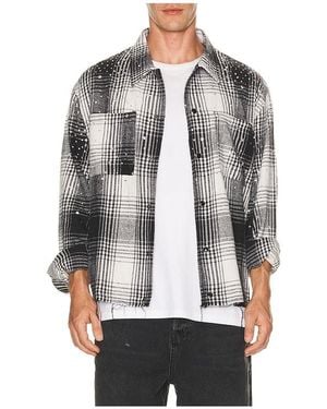Ryoko Rain Button Up Rhinestone Flannel - Grey