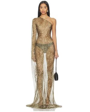 Cha The Label Robe Leopard Print Maxi En. Taille Also En - Neutre