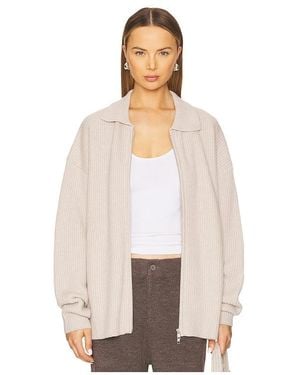 AYA MUSE Cashmere Collared Zip Up - White
