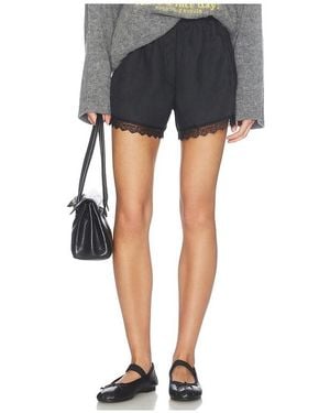 Ganni Light Linen Lace Hem Shorts - Blue