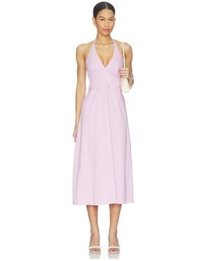 Central Park West Ora Poplin Stripe Halter Dress - Pink
