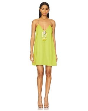 Area Crystal Embellished Bow Mini Dress - Yellow