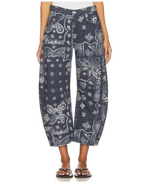 Free People X We The Free Good Luck Printed Barrel Jean - Blue