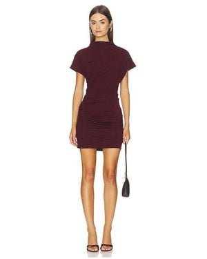 Line & Dot ROBE COURTE DRAPÉE ARABELLA en Burgundy - Rouge