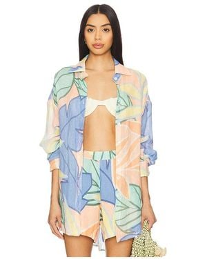 Vitamin A Playa Linen Boyfriend Shirt - Blue
