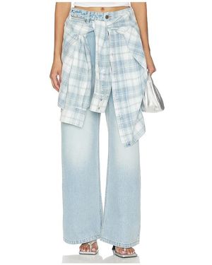 MARRKNULL Lace-Up Denim Jean En Color Azul Talla (También En S, M)