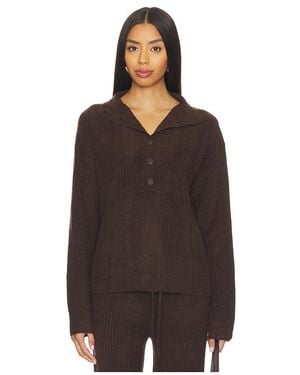 Bobi Button Funnel Neck Jumper - Brown