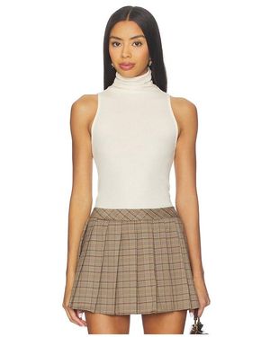 Enza Costa Cashmere Halter Turtleneck Top - Natural