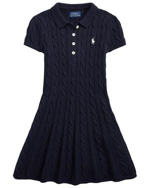 Polo Ralph Lauren Short Sleeve Cable Knit Polo Dress - Blue