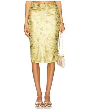 Gcds Printed Lame Midi Skirt - Yellow