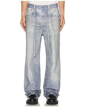 BIRTH OF ROYAL CHILD 3D Printing Washed 20K Swarovski Diamond Boro Trousers - Blue