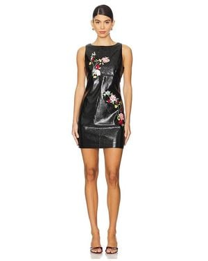 Kitri Carolyn Embroidered Vinyl Mini Dress - Black