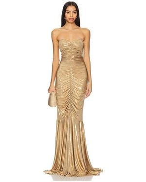 Norma Kamali Strapless Shirred Front Fishtail Gown - Natural