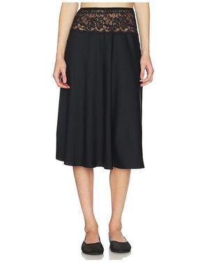 Frankie's Bikinis Harper Satin Midi Skirt - Black