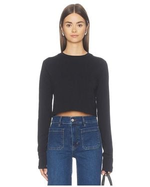 FAVORITE DAUGHTER The Laura Crop Top Long Sleeve - Blue