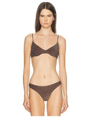 Mikoh Swimwear Lurex Bosa Bikini Top - Natural