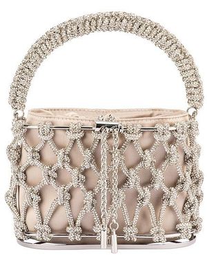 OLGA BERG Amelia Crystal Cage Bag - Natural