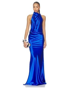 The Sei Halter Drape Bias Gown - Blue