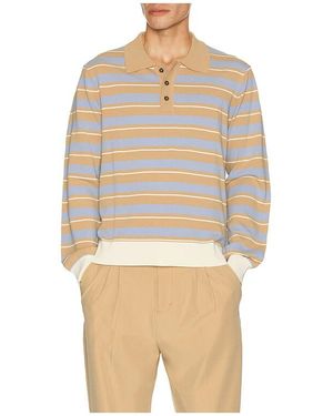 HEAD Golf Striped Knit Polo Shirt - Natural