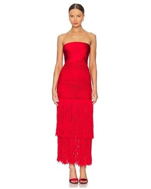 Alejandra Alonso Rojas Draped Bustier Dress With Crochet - Red