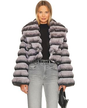 Adrienne Landau Faux Fur Chinchilla Jacket - Gray