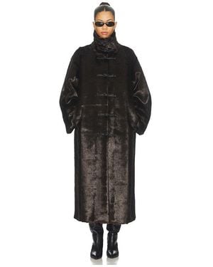 Rohe Mandarin Faux Fur Coat - Schwarz