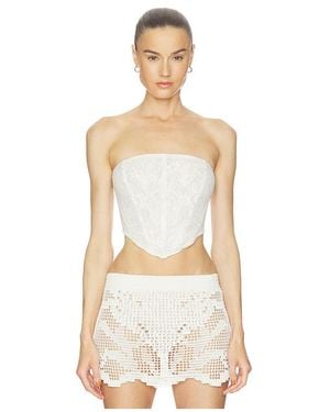 Halo Feather Lace Corset en Cream - Blanc