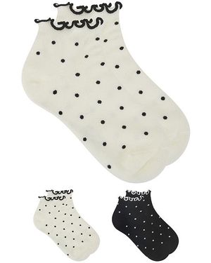 Stems 2 Pack Dot Ruffle Ankle Socks - White