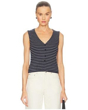Rag & Bone Geringeltes Tanktop Aus Strick Mit Knopfleiste - Blau
