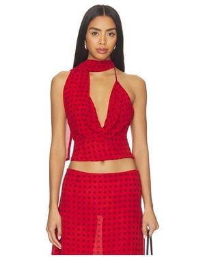 MORE TO COME Landry Cowl Neck Top - Red