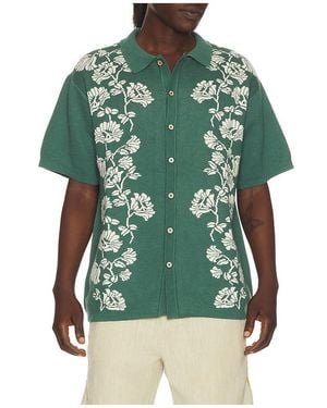 Critical Slide Peace Flower Knit Shirt - Green