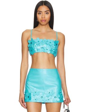 Lovers + Friends Oberteil Nova Faux Leather Crop - Blau
