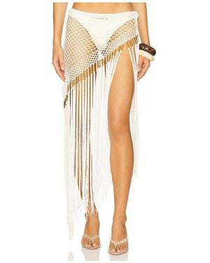 MY BEACHY SIDE Aria Hand Crochet Fringe Skirt - White