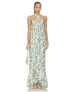 VERANDAH Cross Front Plisse Gown - White