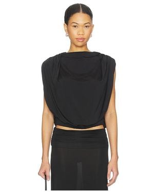 The Line By K Bobi Draped Shell Top - Black