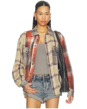 One Teaspoon Essential Patchwork Flannel Shirt - Blue