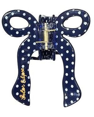 Solar Eclipse Hand-Painted Coquette Bow Claw Hair Clip - Blue