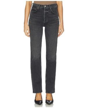 Agolde 90S Pinch Waist High Rise Long Straight Jeans - Blue